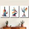 3pcs modern abstract kitchen decoration coffee Wall Art Set Canvas Framed 40x60cm - High Quality Print 100% Australian Made Wall Canvas Ready to Hang - Image 2
