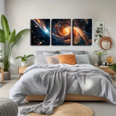 3pcs Stunning Galaxies Wall Art Set Canvas Framed 40x60cm - High Quality Print 100% Australian Made Wall Canvas Ready to Hang