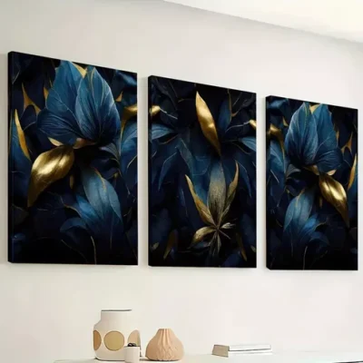 3pcs Featuring a Dark Gothic Floral Design Wall Art Set Canvas Framed 40x60cm - High Quality Print 100% Australian Made Wall Canvas Ready to Hang