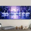 3pcs Featuring a Group of Swans on a Lake Wall Art Set Canvas Framed 40x60cm - High Quality Print 100% Australian Made Wall Canvas Ready to Hang - Image 3