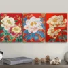 3pcs Peony flower painting Wall Art Set Canvas Framed 50x70cm - High Quality Print 100% Australian Made Wall Canvas Ready to Hang - Image 2