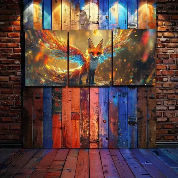 3pcs Charming Fox Canvas Framed 50x70cm- High Quality Print 100% Australian Made Wall Canvas Ready to Hang