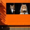 3pcs Two Cats Wearing Wedding Dresses Wall Art Set Canvas Framed 50x70cm - High Quality Print 100% Australian Made Wall Canvas Ready to Hang - Image 3