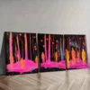 3pcs Pink people in the woods Wall Art Set Canvas Framed 50x70cm - High Quality Print 100% Australian Made Wall Canvas Ready to Hang