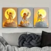 3pcs -Toy Astronauts on the Moon Wall Art Set Canvas Framed 50x70cm - High Quality Print 100% Australian Made Wall Canvas Ready to Hang - Image 3