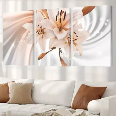 3pcs Lily Wall Art Botanical Canvas Framed 50x70cm- High Quality Print 100% Australian Made Wall Canvas Ready to Hang