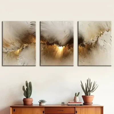 3pcs Simple Style Modern Art, Abstract Orange Wall Art Set Canvas Framed 40x60cm - High Quality Print 100% Australian Made Wall Canvas Ready to Hang