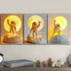 3pcs Toy Astronauts on the Moon Wall Art Set Canvas Framed 40x60cm - High Quality Print 100% Australian Made Wall Canvas Ready to Hang - Image 2