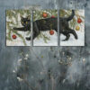 3pcs Charming Black Cat Canvas Wall Art Set Canvas Framed 50x70cm - High Quality Print 100% Australian Made Wall Canvas Ready to Hang - Image 3