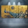 3pcs Peacock & Moon Art Canvas Framed 50x70cm- High Quality Print 100% Australian Made Wall Canvas Ready to Hang