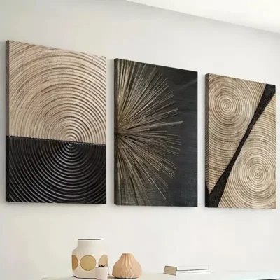 3pcs Abstract Line Circular Graphic Art Canvas Framed 50x70cm- High Quality Print 100% Australian Made Wall Canvas Ready to Hang