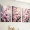 3pcs Featuring Delightful Pink Cherry Blossom Wall Art Set Canvas Framed 40x60cm - High Quality Print 100% Australian Made Wall Canvas Ready to Hang