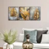 3pcs Golden Leaf & Feather Wall Art Set Canvas Framed 40x60cm - High Quality Print 100% Australian Made Wall Canvas Ready to Hang - Image 3