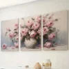3pcs Pink Roses Floral Vase Abstract Canvas Framed 50x70cm- High Quality Print 100% Australian Made Wall Canvas Ready to Hang - Image 3