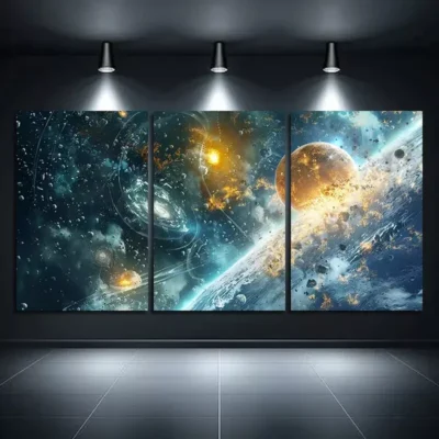 3pcs Space Themed Canvas Framed 50x70cm - High Quality Print 100% Australian Made Wall Canvas Ready to Hang