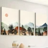3pcs Leaf Pattern Painting Spring and Summer Wall Art Set Canvas Framed 40x60cm - High Quality Print 100% Australian Made Wall Canvas Ready to Hang