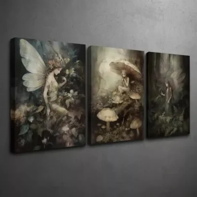 3pcs Magic Forest, Fantasy Style, Plant Fairy Canvas Framed 50x70cm- High Quality Print 100% Australian Made Wall Canvas Ready to Hang