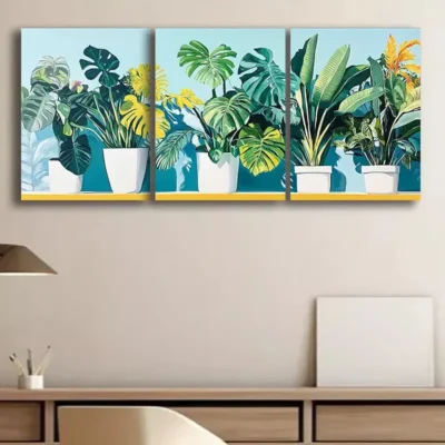 3pcs Luxurious Green Plant Canvas Framed 50x70cm- High Quality Print 100% Australian Made Wall Canvas Ready to Hang