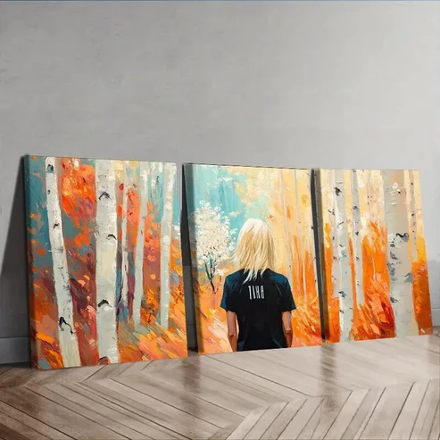 3pcs Spring forest Trees Wall Art Set Canvas Framed 50x70cm – High Quality Print 100% Australian Made Wall Canvas Ready to Hang