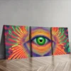 3pcs Psychedelic Rainbow Eye Design Wall Art Set Canvas Framed 50x70cm - High Quality Print 100% Australian Made Wall Canvas Ready to Hang