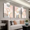 3pcs Pink Abstract Geometric Art Canvas Framed 50x70cm- High Quality Print 100% Australian Made Wall Canvas Ready to Hang