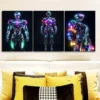 3pcs Astronauts on the Moon Wall Art Set Canvas Framed 40x60cm - High Quality Print 100% Australian Made Wall Canvas Ready to Hang - Image 2