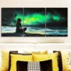 3pcs Vibrant Northern Lights Seascape Wall Art Set Canvas Framed 40x60cm - High Quality Print 100% Australian Made Wall Canvas Ready to Hang - Image 2