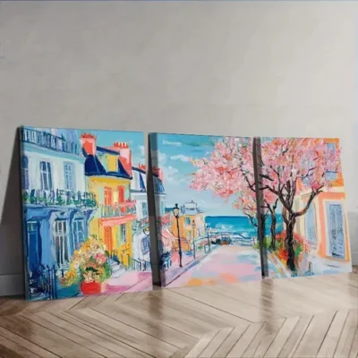 3pcs Featuring Blooming Cherry Blossoms Wall Art Set Canvas Framed 40x60cm - High Quality Print 100% Australian Made Wall Canvas Ready to Hang