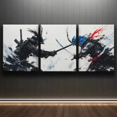 3pcs Two SamuraiArt Canvas Framed 50x70cm - High Quality Print 100% Australian Made Wall Canvas Ready to Hang