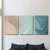 3pcs Swirling Brown & Turquoise Lines Wall Art Set Canvas Framed 40x60cm - High Quality Print 100% Australian Made Wall Canvas Ready to Hang
