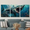 3pcs Great White Shark Canvas Animal Wall Art Set Canvas Framed 40x60cm - High Quality Print 100% Australian Made Wall Canvas Ready to Hang - Image 2