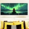 3pcs Northern Lights & Mountain Landscape Wall Art Set Canvas Framed 50x70cm - High Quality Print 100% Australian Made Wall Canvas Ready to Hang - Image 2