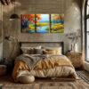 3pcs Tranquil Stream, Hot,, Wall Art Set Canvas Framed 40x60cm - High Quality Print 100% Australian Made Wall Canvas Ready to Hang - Image 2
