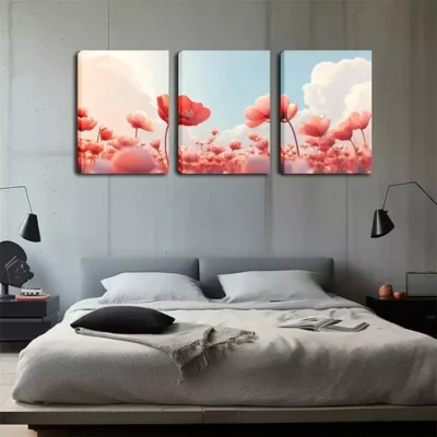 3pcs Beautiful And Romantic Poppies, Wall Art Set Canvas Framed 40x60cm - High Quality Print 100% Australian Made Wall Canvas Ready to Hang
