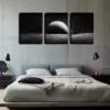 3pcs The Moon In The Universe Wall Art Set Canvas Framed 40x60cm - High Quality Print 100% Australian Made Wall Canvas Ready to Hang - Image 2