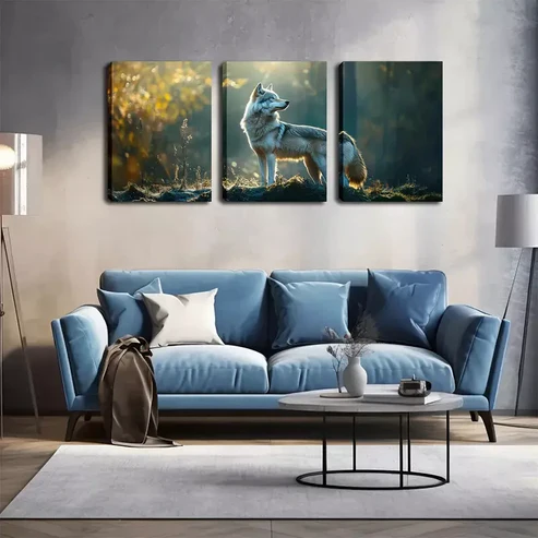 3pcs A Lone Wolf, New Launch Wall Art Set Canvas Framed 40x60cm – High Quality Print 100% Australian Made Wall Canvas Ready to Hang