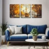 3pcs Refreshing, Autumn In London, Bus Wall Art Set Canvas Framed 40x60cm - High Quality Print 100% Australian Made Wall Canvas Ready to Hang - Image 2