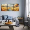 3pcs Vibrant Countryside Stream & Golden Wheat Wall Art Set Canvas Framed 40x60cm - High Quality Print 100% Australian Made Wall Canvas Ready to Hang