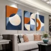 3pcs Modern Abstract Geometric Art Canvas Framed 50x70cm- High Quality Print 100% Australian Made Wall Canvas Ready to Hang