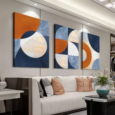 3pcs Modern Abstract Geometric Art Canvas Framed 50x70cm- High Quality Print 100% Australian Made Wall Canvas Ready to Hang