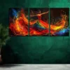3pcs Dancer In Her Fiery Dress Canvas Framed 50x70cm- High Quality Print 100% Australian Made Wall Canvas Ready to Hang - Image 3