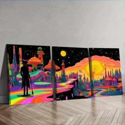 3pcs "Strange Place (2)" Wall Art Set Canvas Framed 50x70cm - High Quality Print 100% Australian Made Wall Canvas Ready to Hang