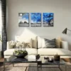 3pcs Blue Tree Moon Landscape with Vibrant Blue Hues Wall Art Set Canvas Framed 40x60cm - High Quality Print 100% Australian Made Wall Canvas Ready to Hang - Image 2