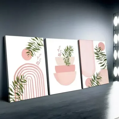 3pcs Pink Boho Modern Minimalist & Abstract Art Canvas Framed 50x70cm- High Quality Print 100% Australian Made Wall Canvas Ready to Hang