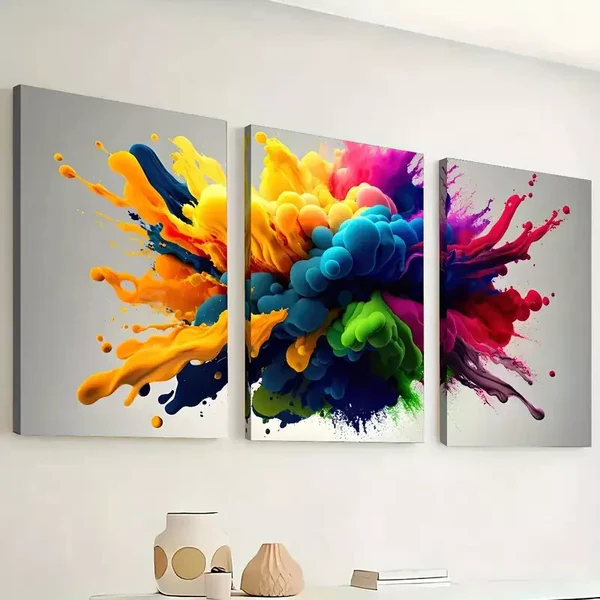3pcs Colorful Explosion Canvas Framed 50x70cm- High Quality Print 100% Australian Made Wall Canvas Ready to Hang