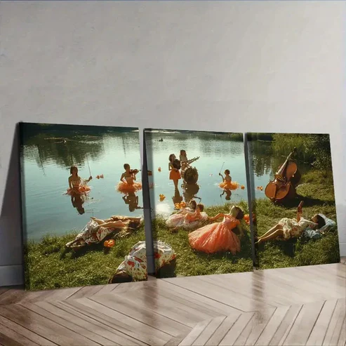 3pcs Concert by the lake Wall Art Set Canvas Framed 40x60cm – High Quality Print 100% Australian Made Wall Canvas Ready to Hang