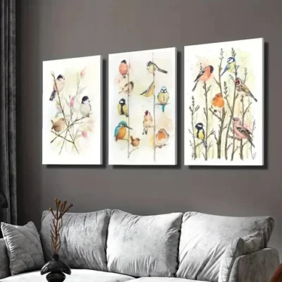 3pcs Vibrant Bird Canvas Art Prints - Watercolor Wall Art Set Canvas Framed 50x70cm - High Quality Print 100% Australian Made Wall Canvas Ready to Hang