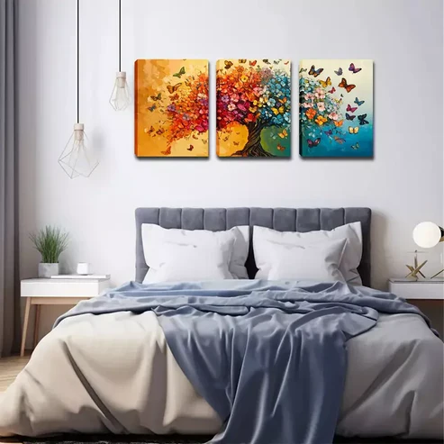 3pcs Imaginary Trees And Butterflies Wall Art Set Canvas Framed 40x60cm – High Quality Print 100% Australian Made Wall Canvas Ready to Hang