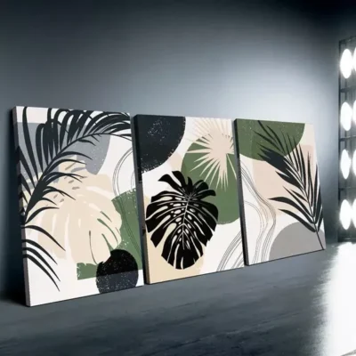 3pcs Bohemian Abstract Monstera Leaf Canvas Framed 50x70cm- High Quality Print 100% Australian Made Wall Canvas Ready to Hang