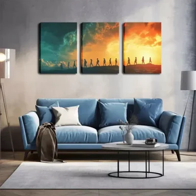 3pcs Human, Walking Human, Fine Wall Art Set Canvas Framed 40x60cm - High Quality Print 100% Australian Made Wall Canvas Ready to Hang